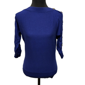 ✨ The Limited Royal Blue Button-Shoulder Knit Sweater | Size S